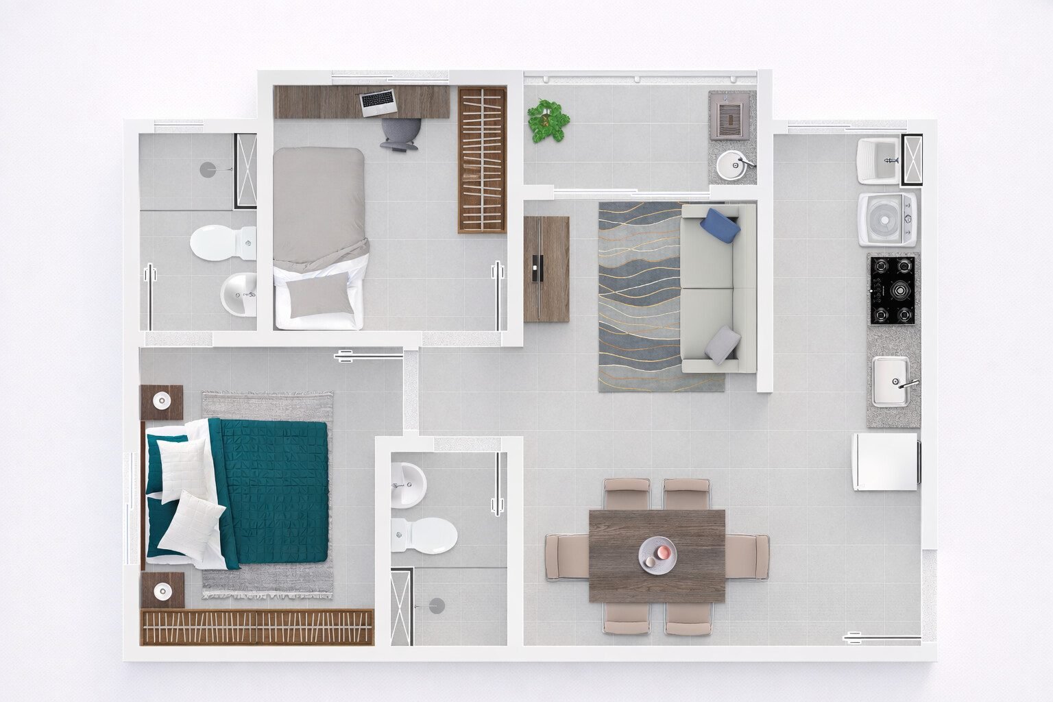 Planta de apartamento com suíte do Rio+