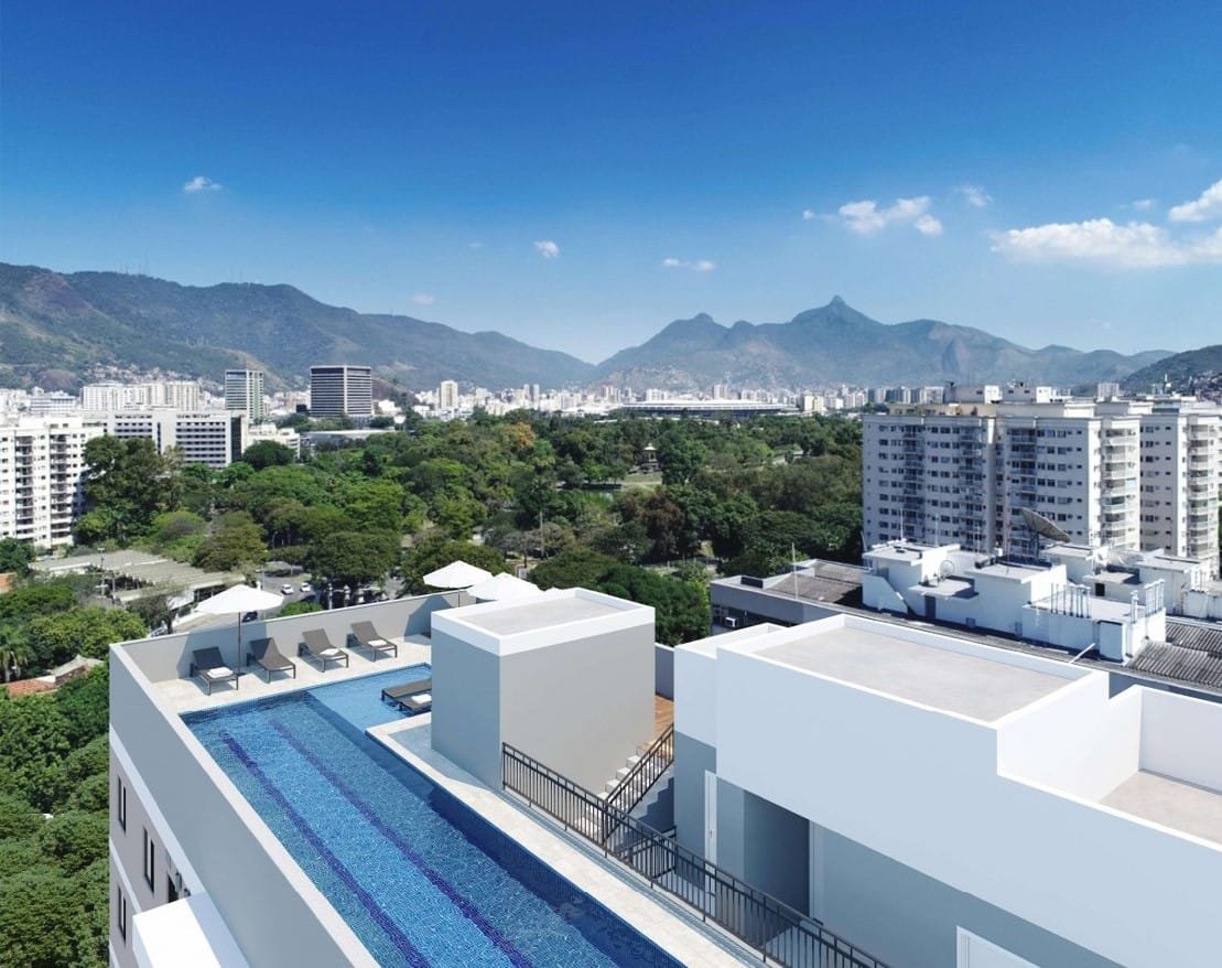 Piscina rooftop com vista do Rio Wonder Residences