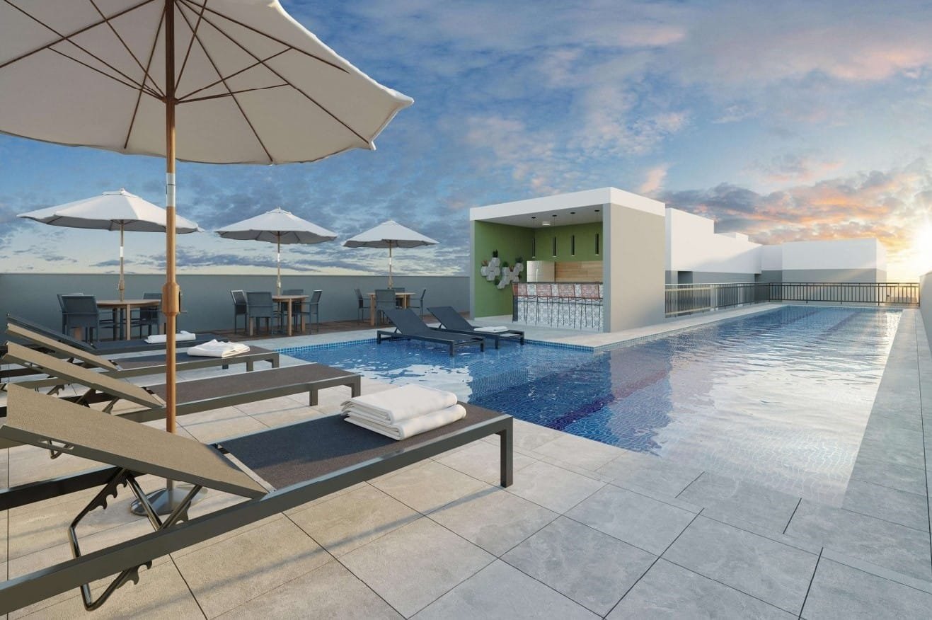 Piscina e bar rooftop do Rio Wonder Residences