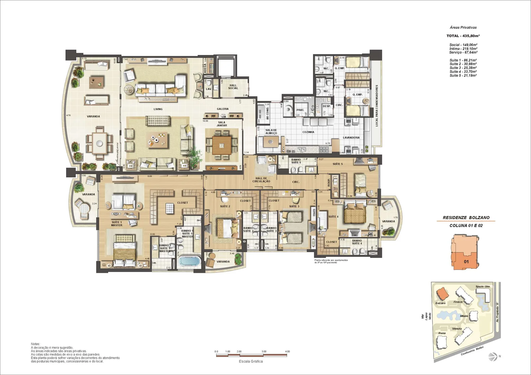Planta do Riserva Uno: Bloco 2 apartamento 01