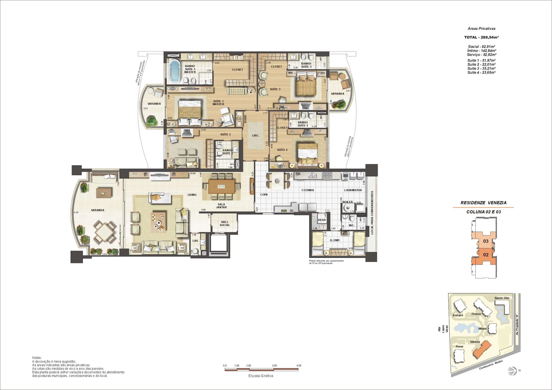 Planta do Riserva Uno: Bloco 5 apartamento 02