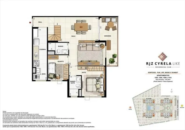 Planta do RJZ Cyrela Like, 3ª fase