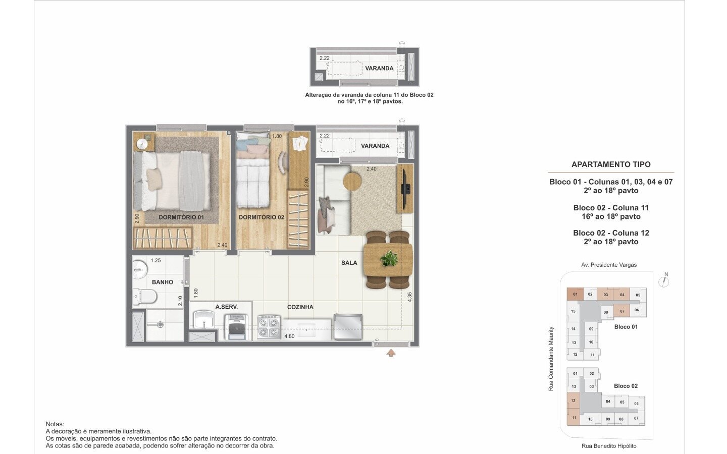 Planta de 2 quartos