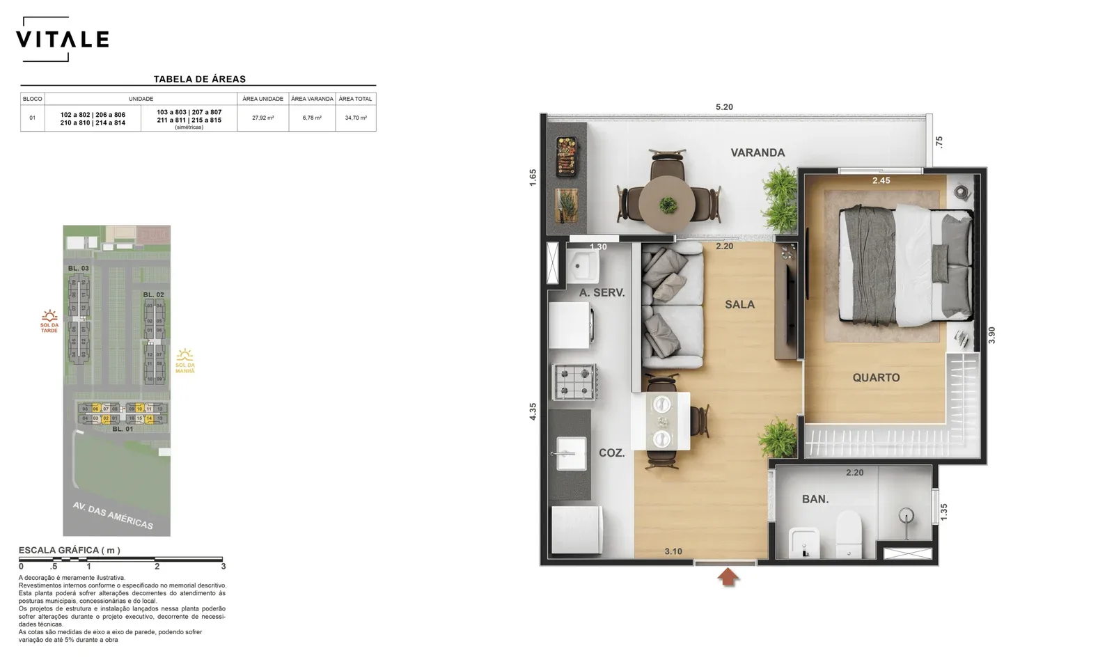 Planta de 1 quarto do Tide