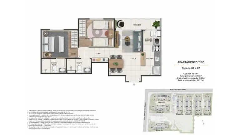 Planta apartamento 50,77 m²