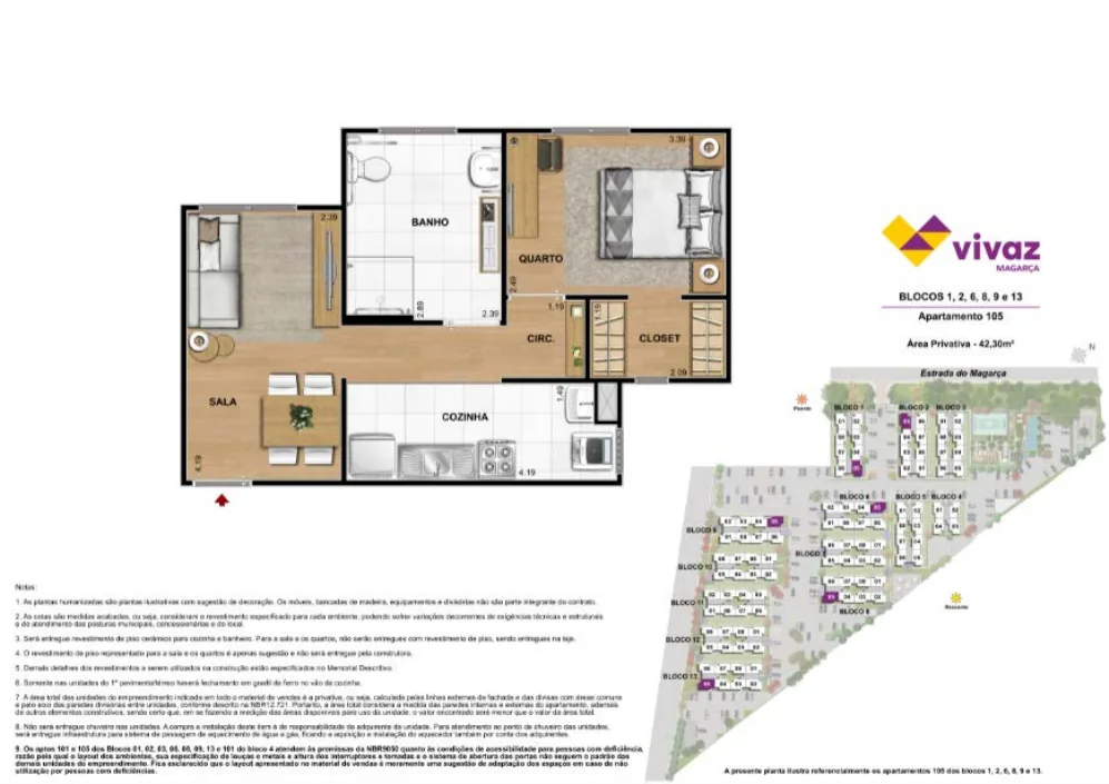 Planta Vivaz Magarça, 2 quartos