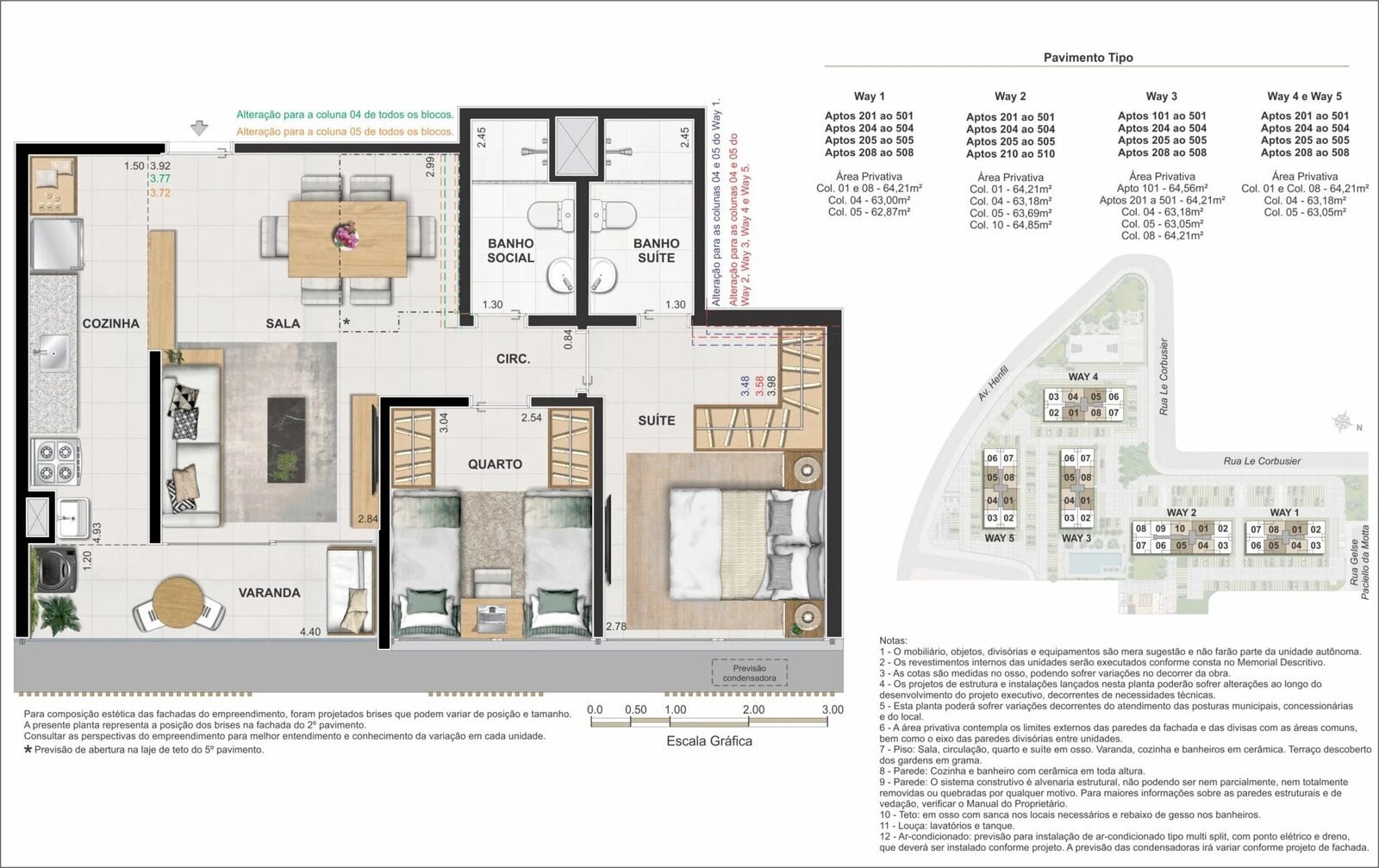 Configuração do apartamento tipo